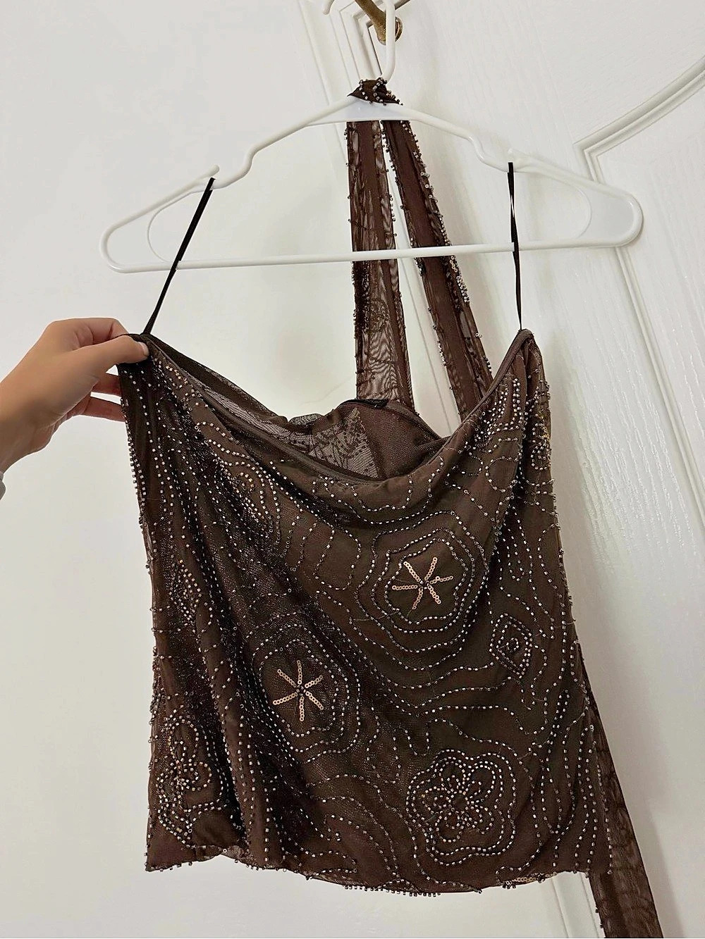 ZARA Beaded Brown Top NWT